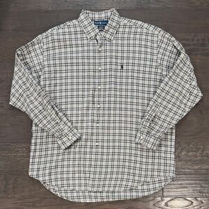 Ralph Lauren Men's Checkered Button Down Shirt Black/White Size XL